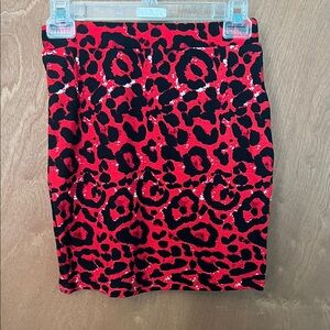 Leopard Print Red and Black Skirt